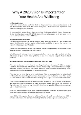 why a 2020 vision is important for your health and wellbeing