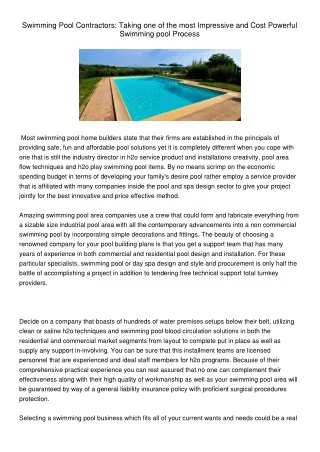 swimming pool contractors taking one of the most