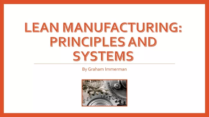 lean manufacturing principles and systems