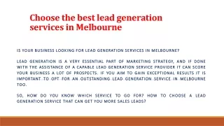 lead generation services in Melbourne