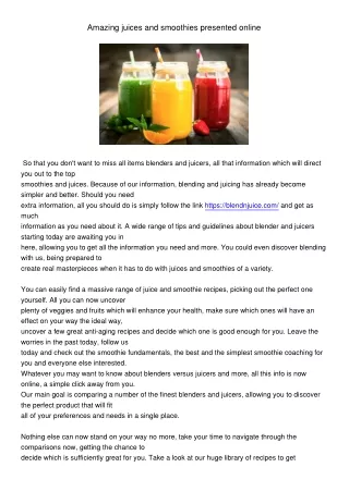 amazing juices and smoothies presented online