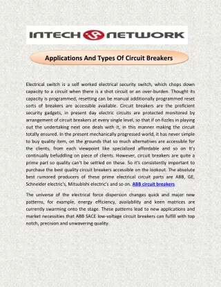 Applications And Types Of Circuit Breakers