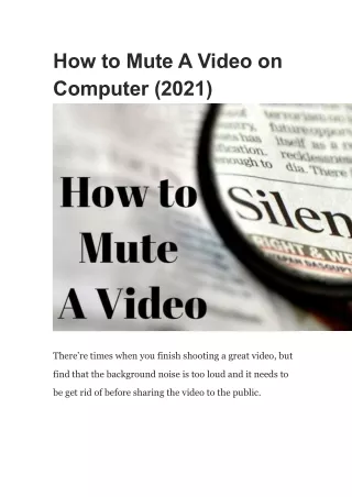 How to Mute A Video on Computer?