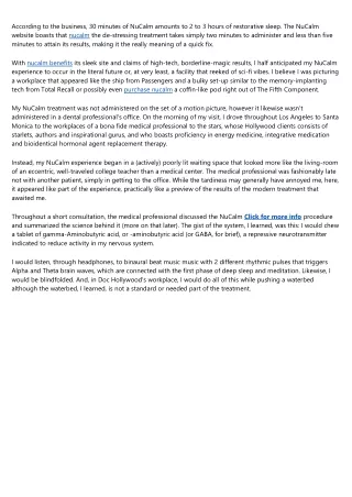 Impact Of Nucalm On - Oral Health Group
