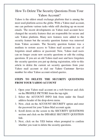 how to delete the security questions from your