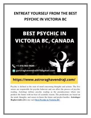 ENTREAT YOURSELF FROM THE BEST PSYCHIC IN VICTORIA BC
