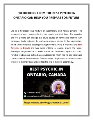 PREDICTIONS FROM THE BEST PSYCHIC IN ONTARIO CAN HELP YOU PREPARE FOR FUTURE