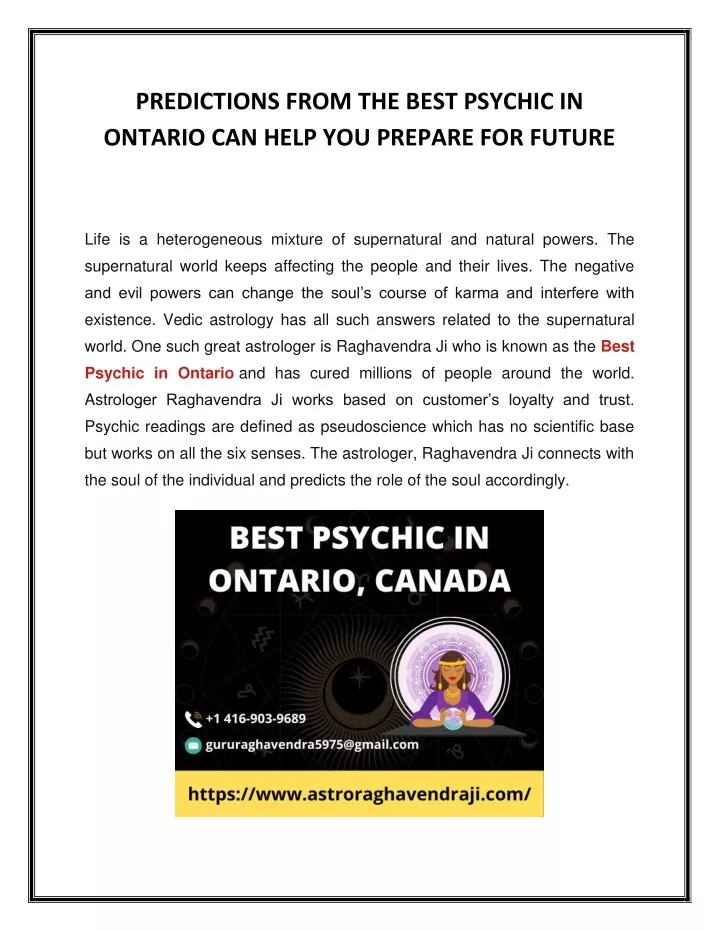 predictions from the best psychic in ontario