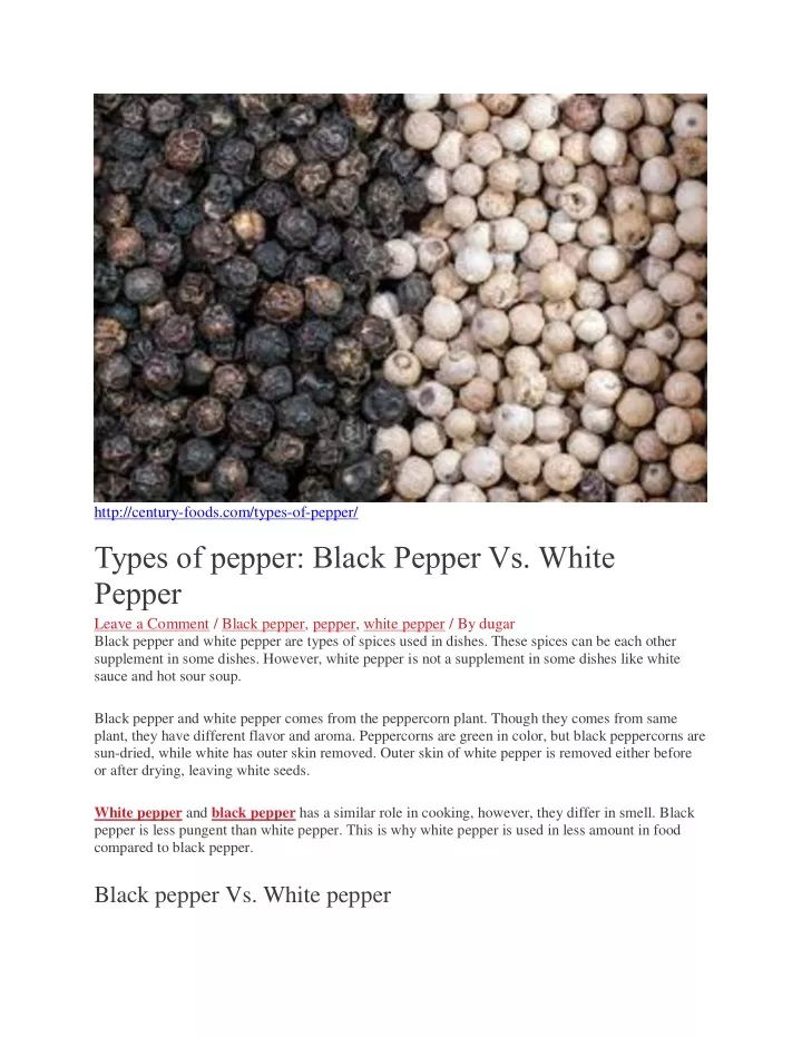http century foods com types of pepper types