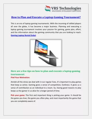 how to plan and execute a laptop gaming tournament