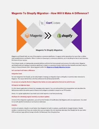 magento to shopify migration how will it make