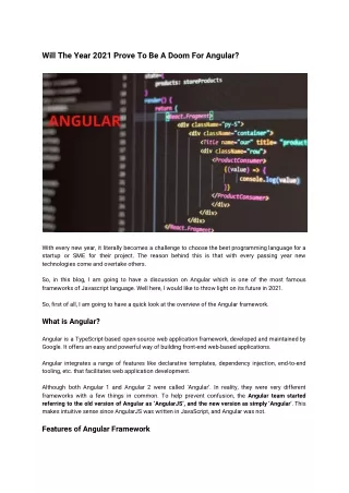 will the year 2021 prove to be a doom for angular
