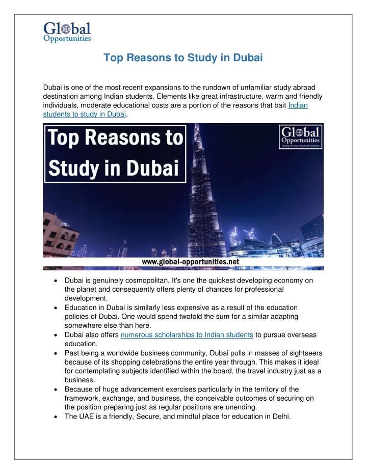 top reasons to study in dubai