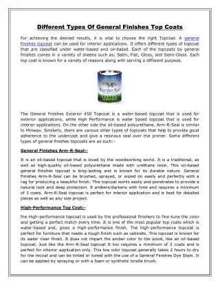different types of general finishes top coats