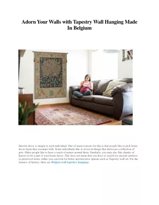 Adorn Your Walls with Tapestry Wall Hanging Made In Belgium