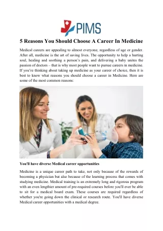 5 Reasons You Should Choose A Career In Medicine