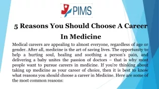 5 Reasons You Should Choose A Career In Medicine