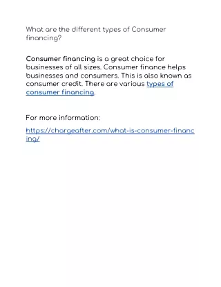 what are the different types of consumer financing