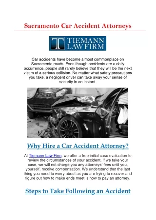 Sacramento Car Accident Attorneys | Tiemann Law Firm