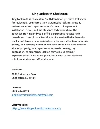 king locksmith charleston
