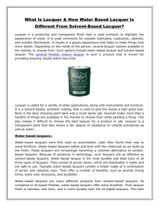 what is lacquer how water based lacquer