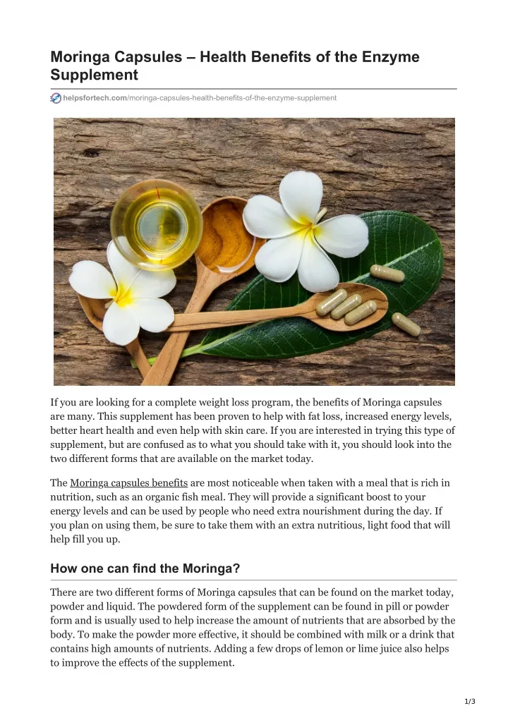 moringa capsules health benefits of the enzyme