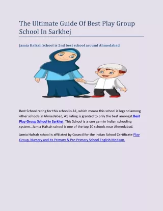 The Ultimate Guide Of Best Play Group School In Sarkhej