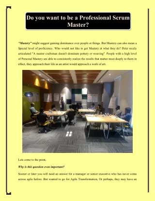 Do you want to be a Professional Scrum Master?