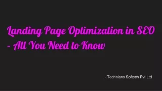 Landing Page Optimization in SEO – All You Need to Know