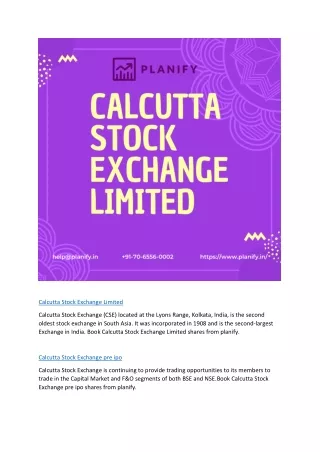 calcutta stock exchange limited