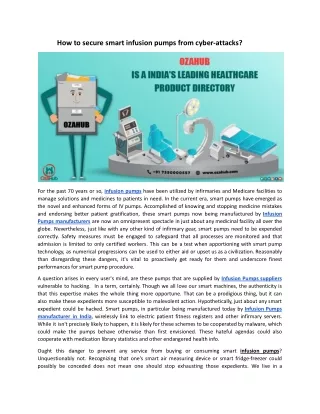 how to secure smart infusion pumps from cyber
