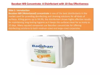bacoban wb concentrate a disinfectant with 10 day effectiveness