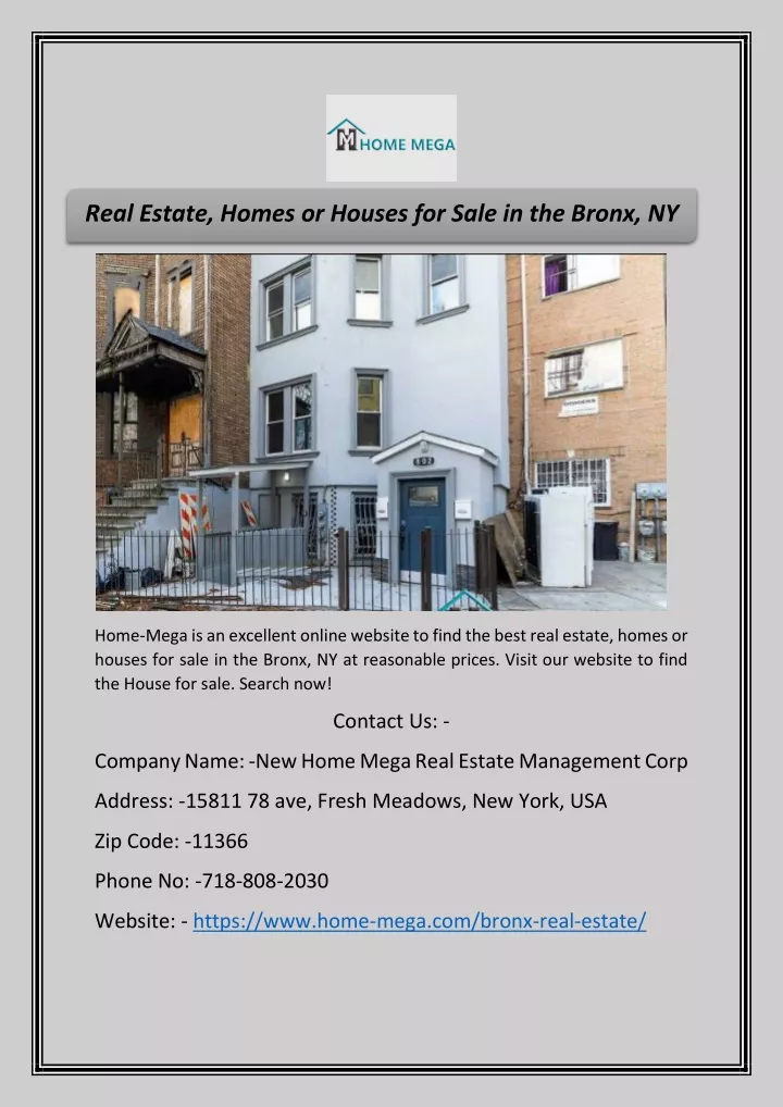 real estate homes or houses for sale in the bronx