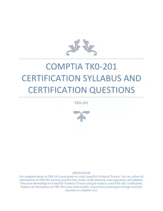 CompTIA TK0-201 Certification Syllabus and Certification Questions
