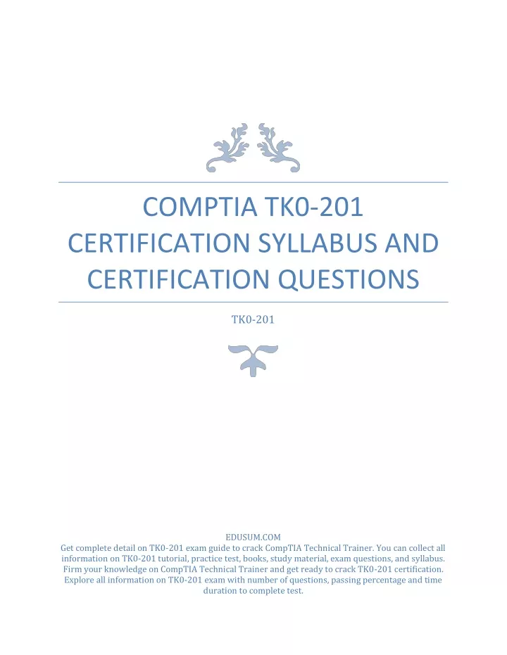 comptia tk0 201 certification syllabus