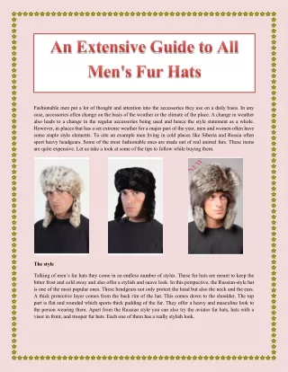 an extensive guide to all men s fur hats