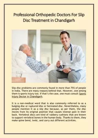 Professional Orthopedic Doctors For Slip Disc Treatment in Chandigarh