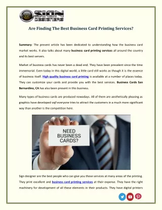Are Finding The Best Business Card Printing Services?