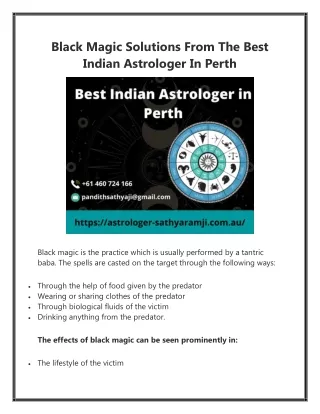 Black Magic Solutions From The Best Indian Astrologer In Perth
