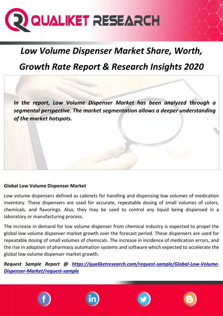 low volume dispenser market share worth