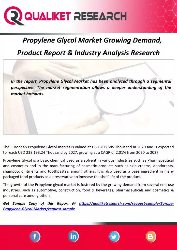 propylene glycol market growing demand