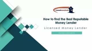 How to find the Best Reputable Money Lender?