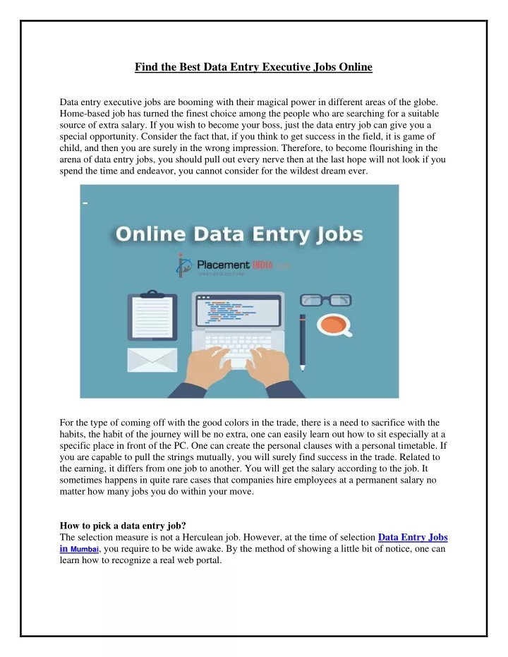find the best data entry executive jobs online