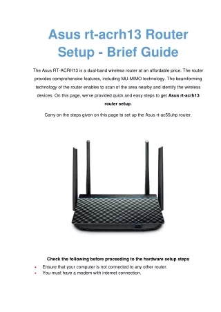 asus rt acrh13 router setup brief guide
