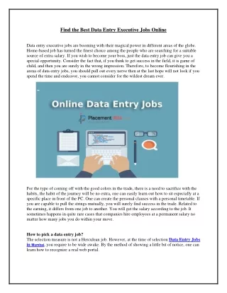 Find the Best Data Entry Executive Jobs Online