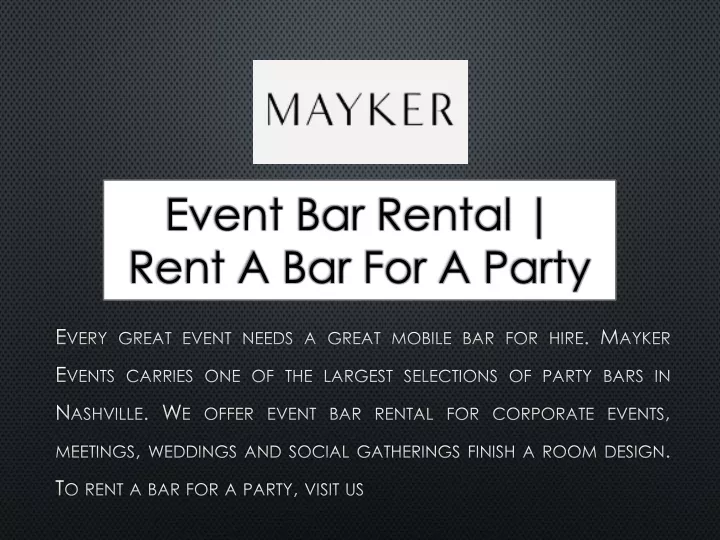 event bar rental rent a bar for a party