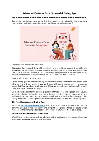 advanced features for a successful dating app
