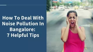how to deal with noise pollution in bangalore