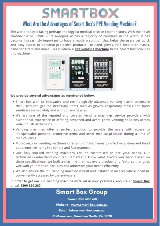 What Are the Advantages of Smart Box’s PPE Vending Machine?