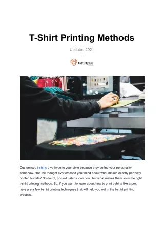 T shirt printing Methods 2021